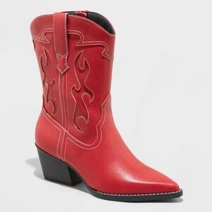 Wild Fable Women's Daytona Western ankle Boots in red.